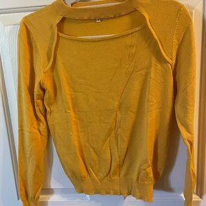 Uniq yellow sweater with front cut out